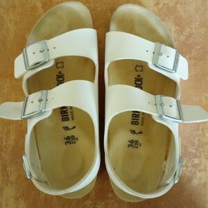 Birkenstock white Milano sandals, European size 36, 23cm